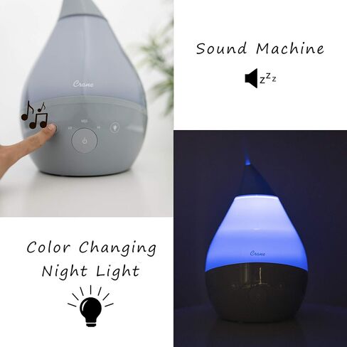 Crane Ultrasonic Humidifiers for Bedroom and Office, 1 Gallon 4-in-1 Cool Mist Air Humidifier for Large Room and Home, Humidifier Filters Optional, Grey in Saudi Arabia