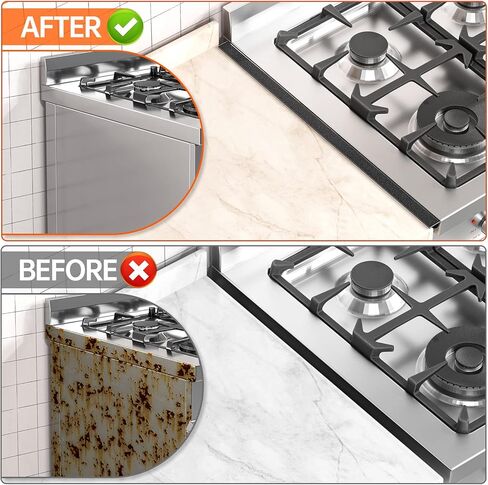 أغطية فجوة الموقد من ZXMOTO - قطعتان من واقيات الفجوة الجانبية للموقد من الفولاذ المقاوم للصدأ، غطاء فجوة فرن المطبخ مقاس 23.5 بوصة، حشو الفجوة بين الموقد والعداد (أسود) in Kuwait