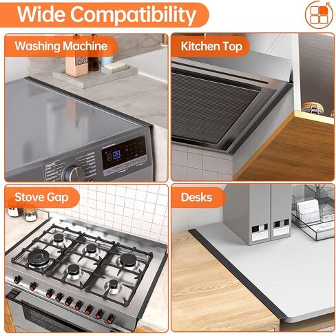 أغطية فجوة الموقد من ZXMOTO - قطعتان من واقيات الفجوة الجانبية للموقد من الفولاذ المقاوم للصدأ، غطاء فجوة فرن المطبخ مقاس 23.5 بوصة، حشو الفجوة بين الموقد والعداد (أسود) in Kuwait