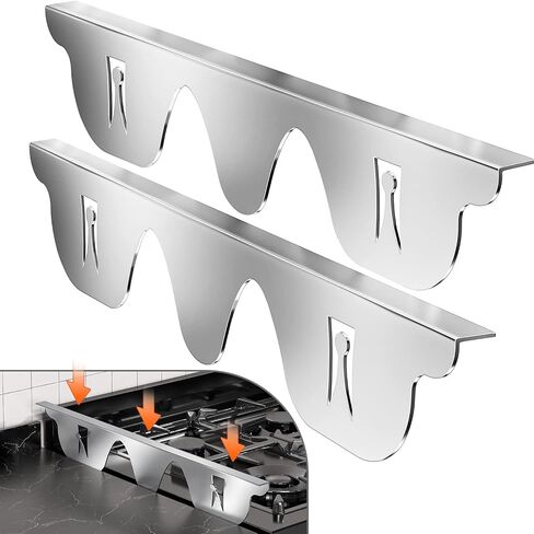 ZXMOTO Stove Gap Covers - 2PCS Stainless Steel Stove Side Gap Guards, 23.5 Inch Kitchen Oven Gap Cover, Gap Filler Between Stove and Counter (Black) in Saudi Arabia