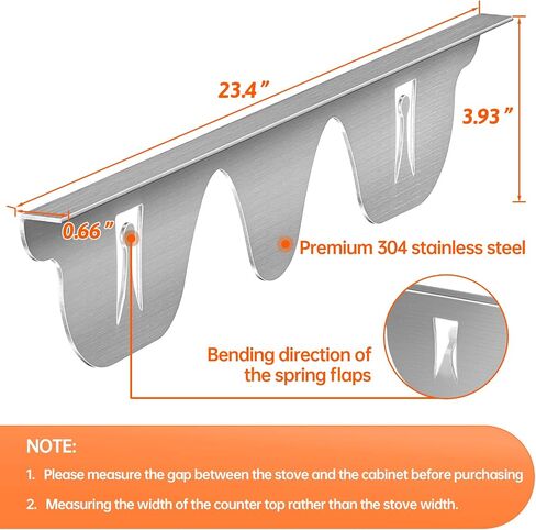 ZXMOTO Stove Gap Covers - 2PCS Stainless Steel Stove Side Gap Guards, 23.5 Inch Kitchen Oven Gap Cover, Gap Filler Between Stove and Counter (Black) in Saudi Arabia