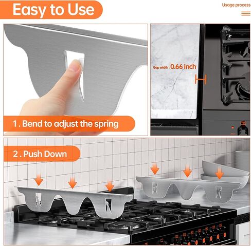 ZXMOTO Stove Gap Covers - 2PCS Stainless Steel Stove Side Gap Guards, 23.5 Inch Kitchen Oven Gap Cover, Gap Filler Between Stove and Counter (Black) in Saudi Arabia