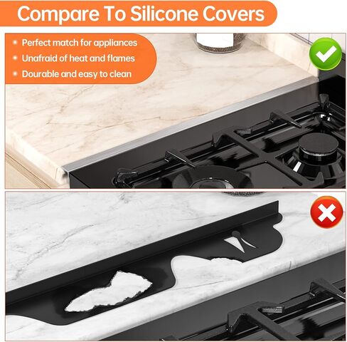 ZXMOTO Stove Gap Covers - 2PCS Stainless Steel Stove Side Gap Guards, 23.5 Inch Kitchen Oven Gap Cover, Gap Filler Between Stove and Counter (Black) in Saudi Arabia