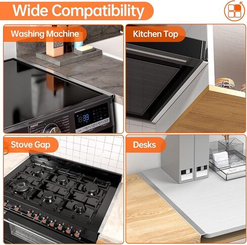 ZXMOTO Stove Gap Covers - 2PCS Stainless Steel Stove Side Gap Guards, 23.5 Inch Kitchen Oven Gap Cover, Gap Filler Between Stove and Counter (Black) in Saudi Arabia
