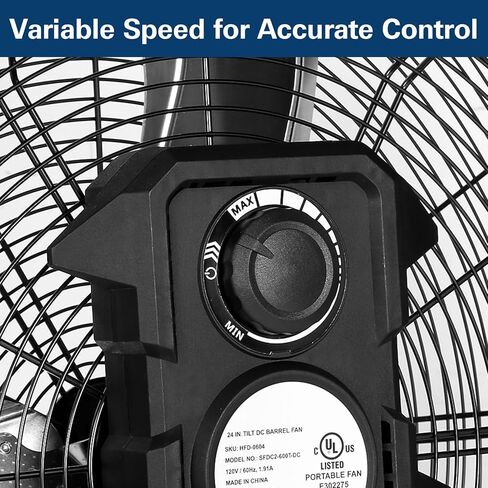 BILT HARD 7800 CFM 24 بوصة مروحة طبلة عالية السرعة متغيرة السرعة، إمالة قابلة للتعديل 360 درجة، مروحة متجر صناعية شديدة التحمل بمحرك DC للمستودعات وورش العمل والجراج والمصنع والطابق السفلي - مدرج في قائمة UL in Kuwait