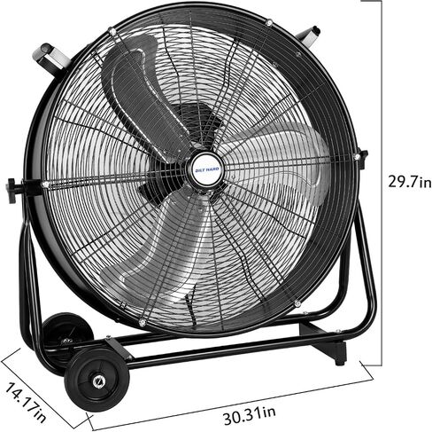 BILT HARD 7800 CFM 24" Variable Speed High Velocity Drum Fan, 360°Adjustable Tilt, DC Motor Industrial Heavy Duty Industrial Shop Fan for Warehouse, Workshops, Garage, Factory, and Basement - UL Listed in Kuwait