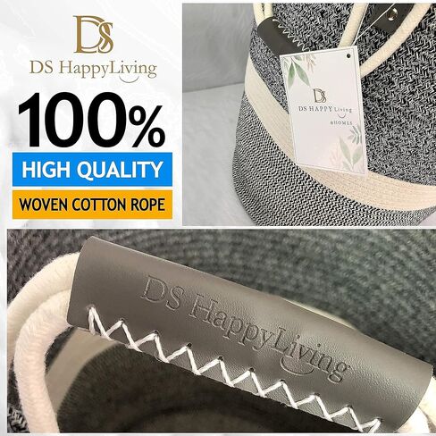 DS HappyLiving 100% قطن طبيعي 18x18 XXL سلة بطانية خوص سلة لرمي بطانية كبيرة جدًا سلة خوص بطانية حامل غرفة المعيشة in Saudi Arabia
