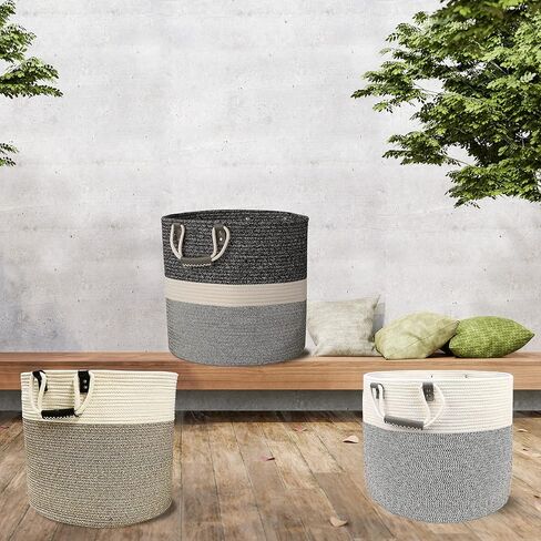 DS HappyLiving 100% قطن طبيعي 18x18 XXL سلة بطانية خوص سلة لرمي بطانية كبيرة جدًا سلة خوص بطانية حامل غرفة المعيشة in Saudi Arabia