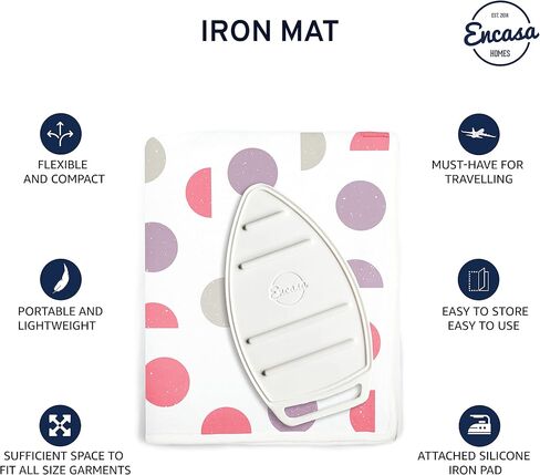Encasa Homes Ironing Mat/Pad (Large 47 x 28 inch) with 3mm Padding & Silicone Iron Rest for Steam Pressing on Tabletop or Bed - Heat Resistant, Portable, Quilting & Travel Blanket - Pink Moon in Saudi Arabia