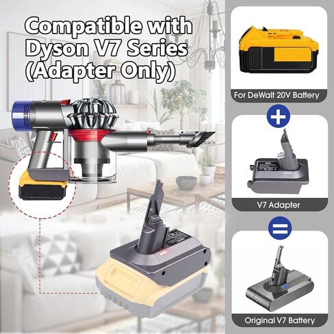 TPDL لمحول بطارية Dyson V7، لبطارية Dewalt 20V المحولة إلى Dyson V7 Vacuum 21.6V SV11 مع قفل الزناد وغطاء الغبار، لـ V7 المطلق، Motorhead Pro، Trigger، Fluffy HEPA in Saudi Arabia