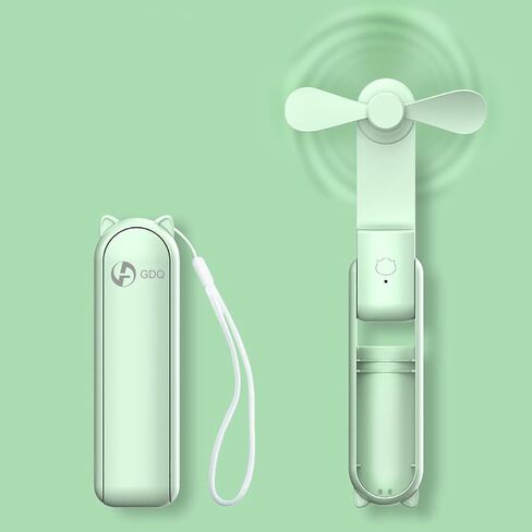 GDQ Portable Small Pocket Fan,Handheld Fan,Foldable Fan, Mini Fan With USB Rechargeable&Power Bank,Quiet Personal Fan Speed Adjustable for Stylish Kids Girls Women Indoor Outdoor Travel（Green） in Saudi Arabia