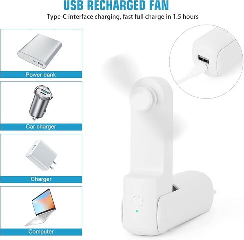 GDQ Portable Small Pocket Fan,Handheld Fan,Foldable Fan, Mini Fan With USB Rechargeable&Power Bank,Quiet Personal Fan Speed Adjustable for Stylish Kids Girls Women Indoor Outdoor Travel（Green） in Saudi Arabia