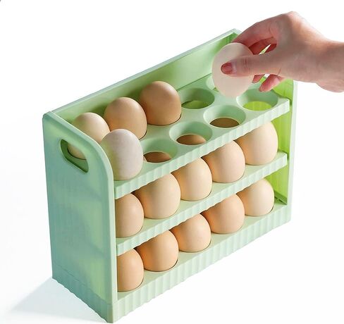 حاوية صينية تخزين حامل البيض للثلاجة، منظم البيض للثلاجة، حاوية صينية بيض للثلاجة مكونة من 3 طبقات (30 شبكة) in Kuwait