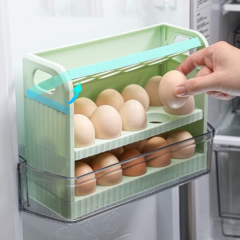 حاوية صينية تخزين حامل البيض للثلاجة، منظم البيض للثلاجة، حاوية صينية بيض للثلاجة مكونة من 3 طبقات (30 شبكة) in Kuwait
