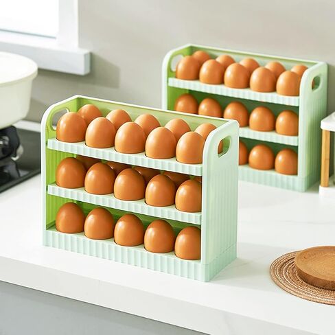 حاوية صينية تخزين حامل البيض للثلاجة، منظم البيض للثلاجة، حاوية صينية بيض للثلاجة مكونة من 3 طبقات (30 شبكة) in Kuwait