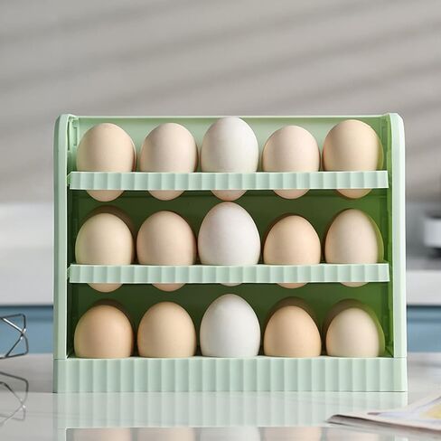 حاوية صينية تخزين حامل البيض للثلاجة، منظم البيض للثلاجة، حاوية صينية بيض للثلاجة مكونة من 3 طبقات (30 شبكة) in Kuwait