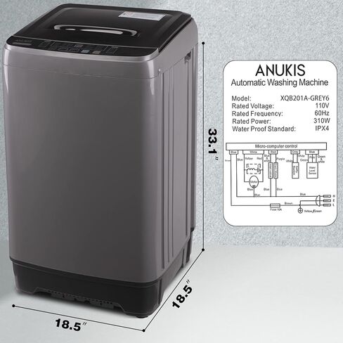 Anukis Fully Automatic Portable Washing Machine, 13 lbs Capacity Compact Laundry Washer with Drain Pump 10 Wash Program & 8 Water Levels for Apartment, Dorm, RV, Gold in Saudi Arabia