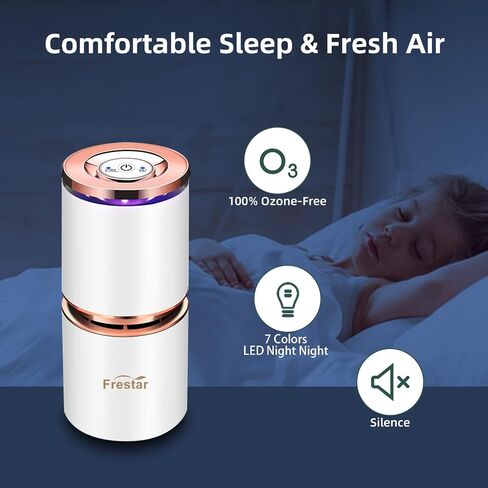 Mini Air Purifier USB Air Purifiers for Car Office Desk Small Room, Super Quiet with LED Night Light, No Adapter (Black) in Saudi Arabia