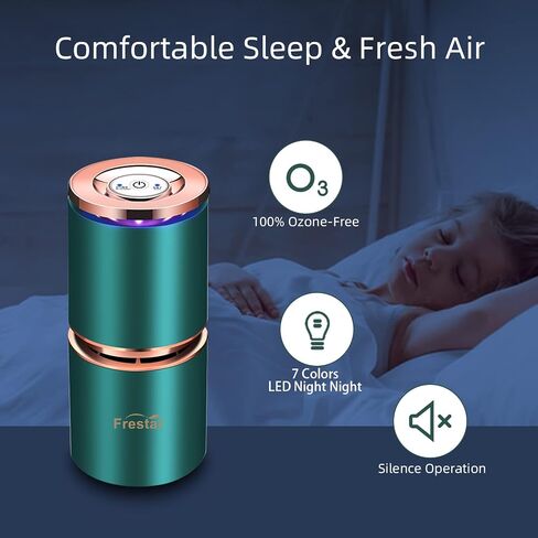 Mini Air Purifier USB Air Purifiers for Car Office Desk Small Room, Super Quiet with LED Night Light, No Adapter (Black) in Saudi Arabia