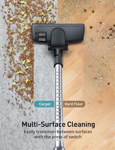 مكنسة أسبيرون خفيفة الوزن بدون اكياس، مكنسة كهربائية سعة 3.7 كيو تي مع فلتر هيبا، 5 فرش، ترجيع السلك تلقائيًا، سرعة متغيرة للأرضيات الصلبة، الخشب الصلب، السيارات، 3.5 لتر، أسود in Kuwait
