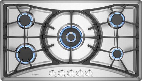 Empava 36 Inch Gas Cooktop with 5 Italy Sabaf Sealed Burners NG/LPG Convertible in Stainless Steel Model 2020 in Saudi Arabia