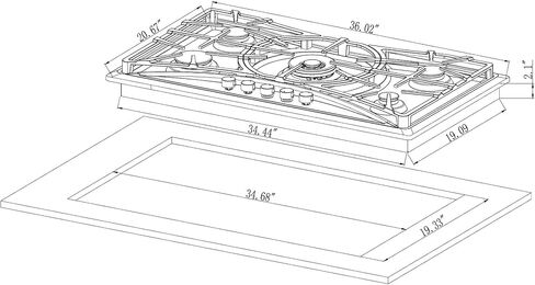 Empava 36 Inch Gas Cooktop with 5 Italy Sabaf Sealed Burners NG/LPG Convertible in Stainless Steel Model 2020 in Saudi Arabia