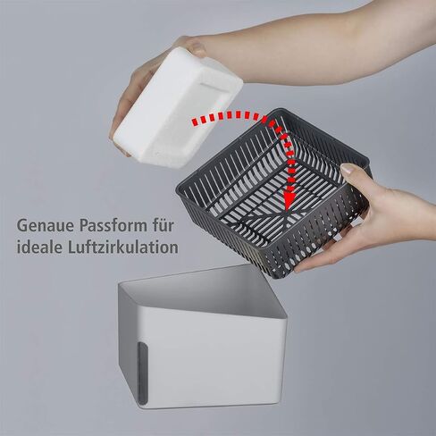 WENKO Portable Dehumidifier Cube Design, Compact and Rechargeable Dehumidifier for Bathroom, Closet, Bedroom, Garage, Covers up to 2800 Cubic Feet, 2.2lbs, Gray, 6.18 x 6.5 x 6.5 in Saudi Arabia