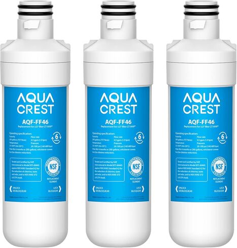 AQUA CREST LT1000PC ADQ747935 MDJ64844601 NSF Certified Refrigerator Water Filter, Replacement for LG® LT1000P®, LT1000PC, LT1000PCS, ADQ74793501, ADQ74793502, Kenmore 469980, 9980, Pack of 3 in Saudi Arabia