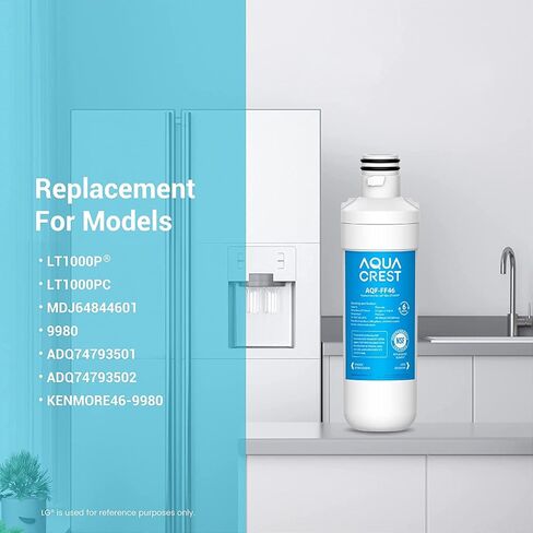 AQUA CREST LT1000PC ADQ747935 MDJ64844601 NSF Certified Refrigerator Water Filter, Replacement for LG® LT1000P®, LT1000PC, LT1000PCS, ADQ74793501, ADQ74793502, Kenmore 469980, 9980, Pack of 3 in Saudi Arabia