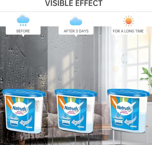 NATRUTH 21.5oz-3 عبوات ممتصة للرطوبة، 1000 مل * 3 رائحة اللافندر، مزيل رطوبة خزانة محمول، دلو ممتص مزيل للرائحة، ماص للرطوبة، مزيل رطوبة الهواء النظيف للخزانة والحمامات والمطبخ والدراسة والقوارب والمركبات الترفيهية والمزيد in Kuwait