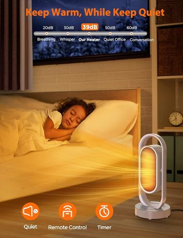 DesertWest Space Heaters for Indoor Use, Portable Electric Heater, 135° Oscillating Ceramic Infrared Tower Heater with Remote, Timer, Overheating & Tip-over Protection, Quiet Heaters Fan with 3 Modes in Saudi Arabia