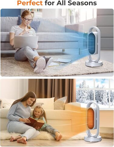 DesertWest Space Heaters for Indoor Use, Portable Electric Heater, 135° Oscillating Ceramic Infrared Tower Heater with Remote, Timer, Overheating & Tip-over Protection, Quiet Heaters Fan with 3 Modes in Saudi Arabia