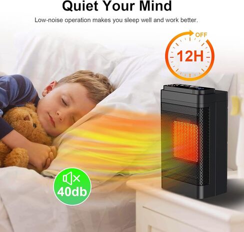 MEYDLL Portable Electric Space Heater, 1500W Ceramic Heater with 12h Timer, 3 Modes Heat Up 200 Square Feet in Minutes, Safety Quiet Heating, Small Heater for Bedroom, Office, Indoor Use in Kuwait