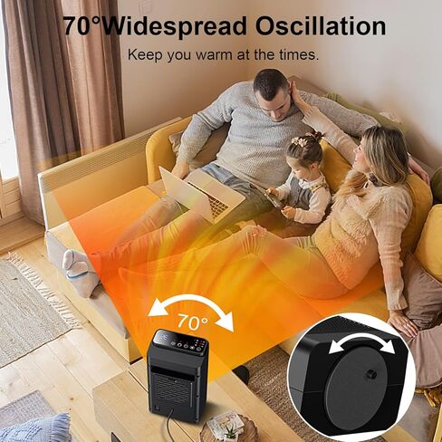 MEYDLL Portable Electric Space Heater, 1500W Ceramic Heater with 12h Timer, 3 Modes Heat Up 200 Square Feet in Minutes, Safety Quiet Heating, Small Heater for Bedroom, Office, Indoor Use in Kuwait