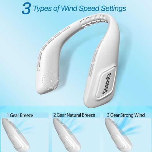 KDYGPDCT 2023 مروحة رقبة محمولة قابلة للتعديل 3 سرعات رياح مروحة تبريد USB قابلة لإعادة الشحن فائقة الهدوء بدون لف الشعر مفتاح عملاق بدون استخدام اليدين مروحة توربو بدون شفرات للمنزل والمكتب والسفر والرياضة in Kuwait