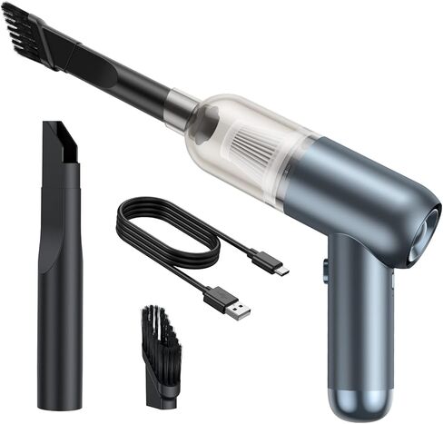 مكنسة كهربائية محمولة من LEMOISTAR، مكنسة كهربائية صغيرة للسيارة بدون سلك بقوة شفط 6000 باسكال، بطارية قابلة لإعادة الشحن، مكنسة يدوية خفيفة الوزن للمنزل والسيارة/المكتب - أسود in Kuwait