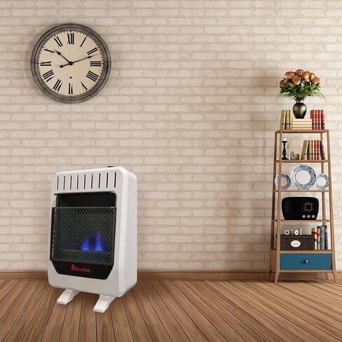HearthSense Dual Fuel Ventless Blue Flame Heater With Base - 10,000 BTU, Manual Control - Model# BF10M-B-R (Renewed) White in Saudi Arabia