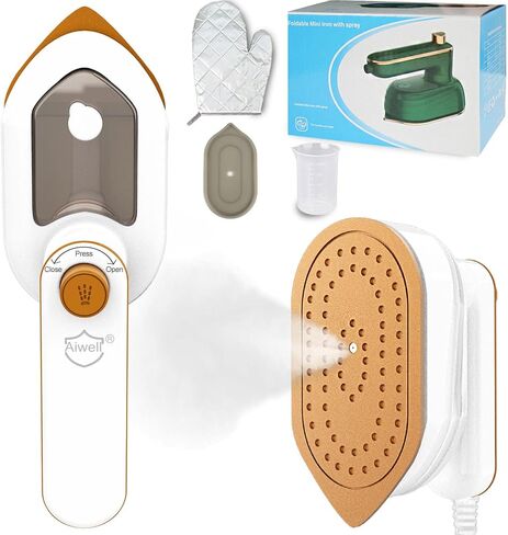 Travel Mini Iron for Clothes, 2 in 1 180° Foldable Handheld Portable Small Size Garment Iron Steam, Plancha De Ropa Support Dry and Wet Ironing for Home Travel (White) in Saudi Arabia