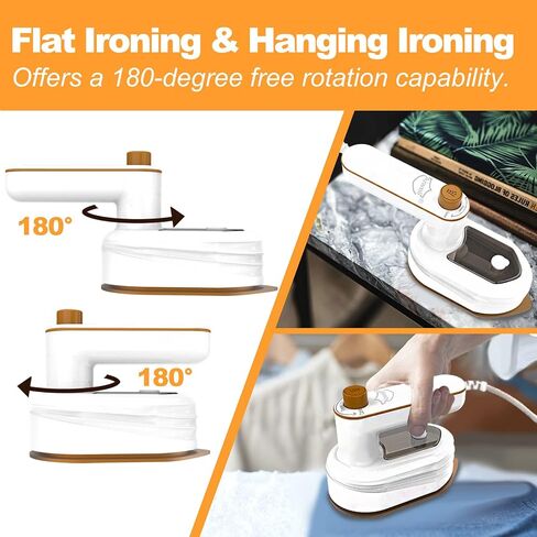 Travel Mini Iron for Clothes, 2 in 1 180° Foldable Handheld Portable Small Size Garment Iron Steam, Plancha De Ropa Support Dry and Wet Ironing for Home Travel (White) in Saudi Arabia
