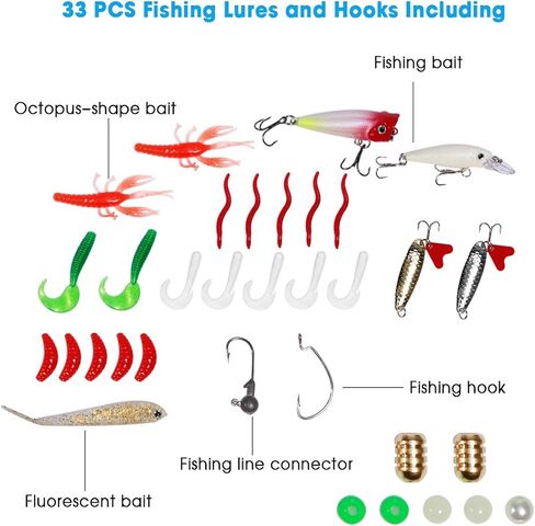 مجموعة صنارة صيد الأسماك من فيش أوكي، مجموعة صنارة صيد تلسكوبية من ألياف الكربون ومجموعة بكرة مع خطافات خطاطيف وخطاطيف وحقيبة حمل بكرة للبالغين أثناء السفر في المياه المالحة والمياه العذبة in Kuwait
