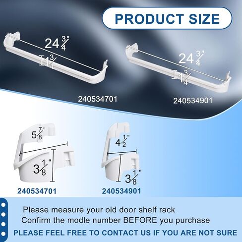 1 x 240534701 & 2 x 240534901 Refrigerator Door Shelf Retainer Bar Compatible with Frigidaire or Kenmore, Door Shelf Rack Bar Rail Replacement Parts AP3214631 PS734936 948952 AP3214630 PS734935 in Kuwait