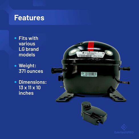 EvertechPRO TCA38151706 Compressor for LG Refrigerator FLS075LANA BR1NSVC TCA38091801 TCA35911910 TCA35271204 in Saudi Arabia