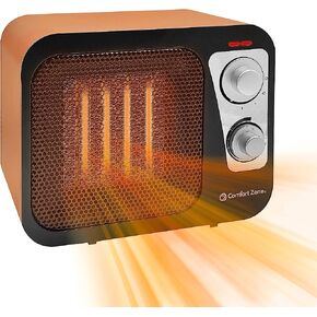 Comfort Zone Electric Retro Design Ceramic Space Heater, Adjustable Thermostat, 2 Heat Settings, Overheat Protection, Safety Tip-Over Switch, Portable for Home, Bedroom & Office Use, 1,500W, CZ470BKB in Kuwait