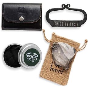 The Artisan Heritage Fire Kit – Hand-Forged Carbon Steel & English Flint in a Premium Top-Grain Leather Pouch in Saudi Arabia