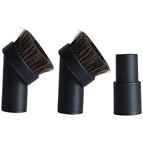 ECOMAID 2 Packs Round Dust Brush 25MM Horse Hair 1.24" Cleaner Vacuum Attachment Brush Soft Bristles Replacement with 1-1/4" to 1-3/8" Hose Adapter
