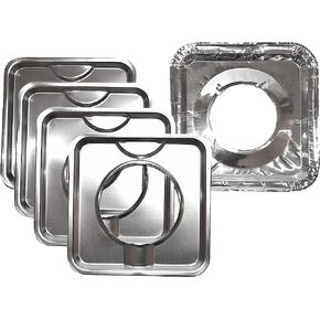 مقلاة تنقيط مربعة الشكل من الكروم من رينج كلين/ملصق أصفر (4 عبوات) مع 8 بطانات شعلة من الرقائق المعدنية in Kuwait