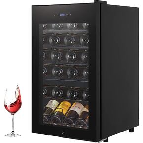 Aprafie Wine Cooler Refrigerator 24 Bottles Compressor Freestanding Beverage Wine Fride For Red, White, Champagne or Sparkling Wine 40°F to 65°F Digital Temperature Control Full Glass Door
