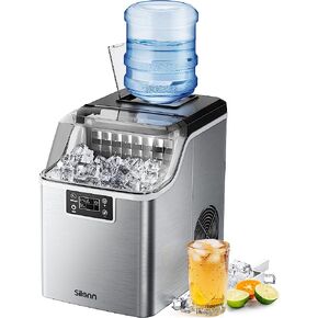 Silonn Ice Makers Countertop - 24Pcs Ice Cubes in 13 Min, 45lbs Per Day, 2 Ways to Add Water, Auto Self-Cleaning, Stainless Steel Ice Machine for Home Office Bar Party in Kuwait