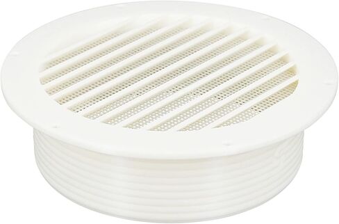 أنبوب عادم مكيف الهواء المحمول مقاس 5 بوصات، شفة مثبتة على الحائط في الهواء الطلق مع شاشة / شبكة حشرات مدمجة - خيط متعدد الاتجاهات (أبيض فاتح) 5MNT-OUT-NET in Kuwait