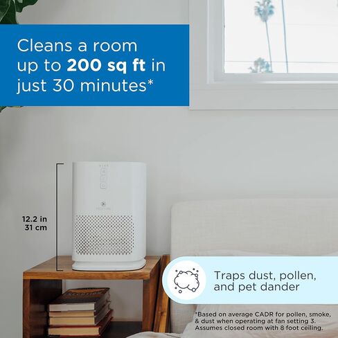 Medify Air MA-14 Air Purifier with H13 True HEPA Filter | 200 sq ft Coverage | for Allergens, Wildfire Smoke, Dust, Odors, Pollen, Pet Dander | Quiet 99.7% Removal to 0.1 Microns | White, 1-Pack in Kuwait